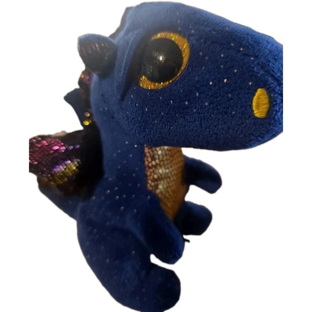 Ty Saffire Blue Dragon Beanie Boos 6-inch Plush with Sparkle Wings and Stomach